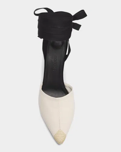 Jacquemus The High Espadrilles Colorblocked Wedge Mules In White