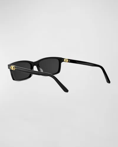 Dior Petit Cd S1i Acetate Rectangular Sunglasses In Black