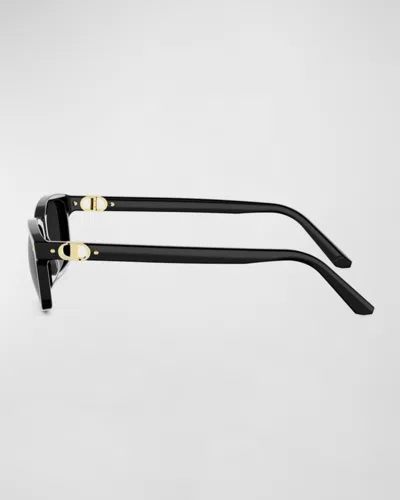 Dior Petit Cd S1i Acetate Rectangular Sunglasses In Black