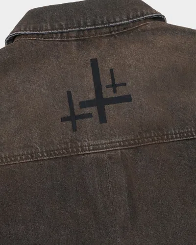 Rta Valentiano Logo-embroidered Denim Jacket In Brown