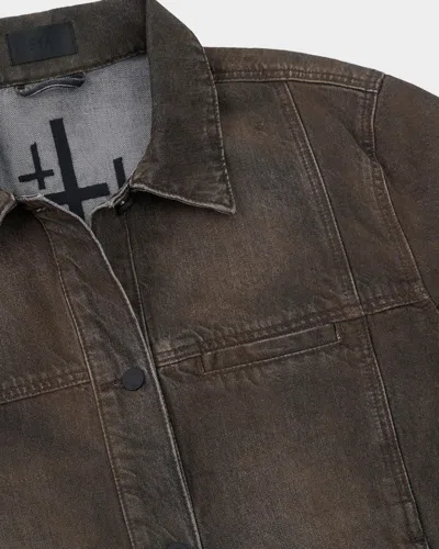 Rta Valentiano Logo-embroidered Denim Jacket In Brown