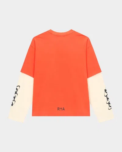 Rta Loris Double Layer Logo Graphic T-shirt In Orange