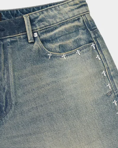 Rta Gustavo Oversize Denim Bermuda Shorts In Blue