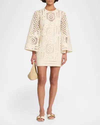 Zimmermann Indra Broderie Anglaise Cotton Mini Dress In Neutral