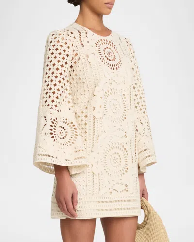 Zimmermann Indra Broderie Anglaise Cotton Mini Dress In Neutral