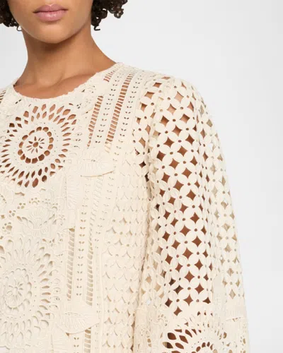 Zimmermann Indra Broderie Anglaise Cotton Mini Dress In Neutral