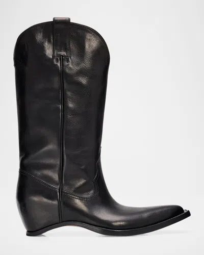 Maison Margiela Heel-less Western Leather Boots In Black