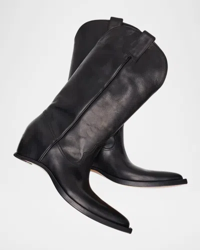 Maison Margiela Heel-less Western Leather Boots In Black