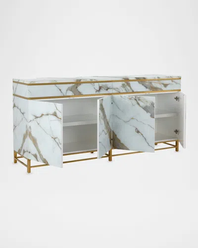 John-richard Collection Marbled 4-door Sideboard In White