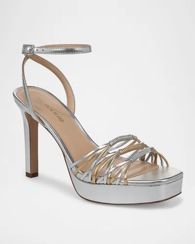 Veronica Beard Beverlee Ankle Strap Platform Sandal In Silver