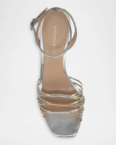 Veronica Beard Beverlee Ankle Strap Platform Sandal In Silver