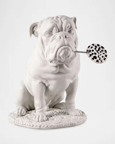 Lladrò Animals Bulldog With Lollipop Re Deco Porcelain Figurine In White