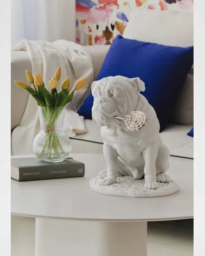 Lladrò Animals Bulldog With Lollipop Re Deco Porcelain Figurine In White