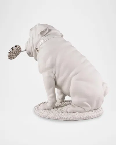 Lladrò Animals Bulldog With Lollipop Re Deco Porcelain Figurine In White