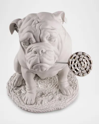 Lladrò Animals Bulldog With Lollipop Re Deco Porcelain Figurine In White