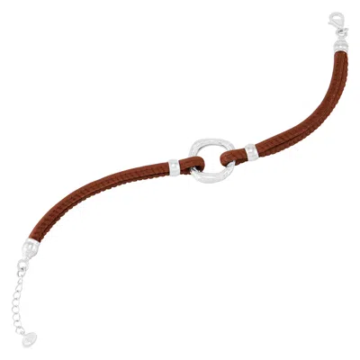 Silpada Unity Loop' Sterling Silver Leather Bracelet, 7.5" + 1" In White