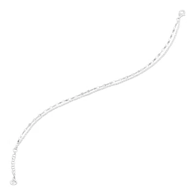 Silpada Soft Stack' Sterling Silver Double Chain Anklet, 9" + 1" In White