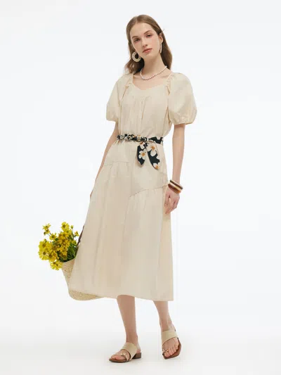 Goelia 100% Cotton A-line Women Maxi Dress With Two Tie Belts In Multi