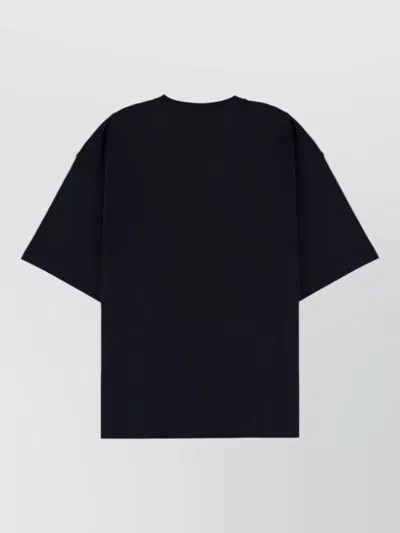 Aspesi Navy Blue Graphic Crew Neck T-shirt In Black
