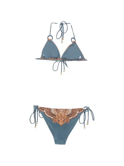 Zimmermann Mahon Triangle Bikini Set In Blue