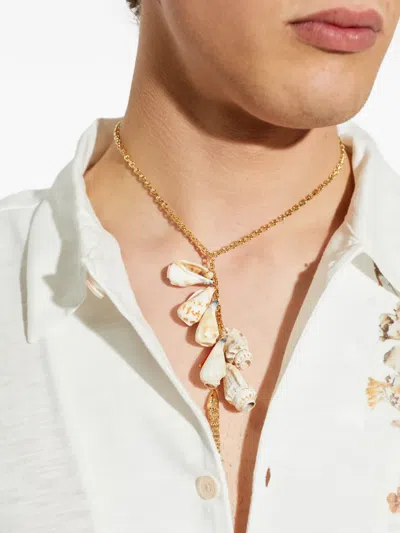 Dsquared2 Shell-pendant Cable-link Necklace In Gold