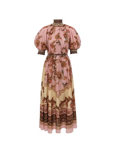 Zimmermann Womens Mauve Jacobean Aster Billow Silk Maxi Dress Xl In Multi