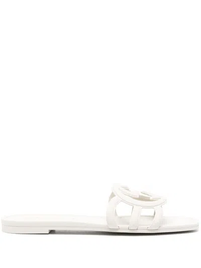 Gucci Stylish Interlocking Cut-out Sandals With 10mm Heel In White