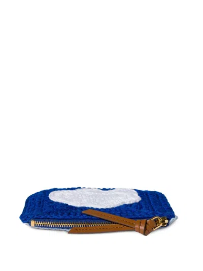 Miu Miu Crochet Cloud Wallet Leather Pull Tab In Blue