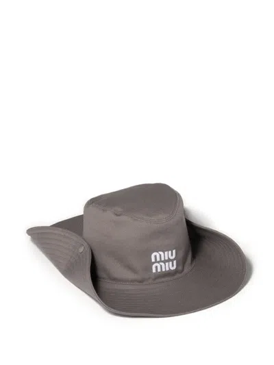 Miu Miu Drill Hat In Gray