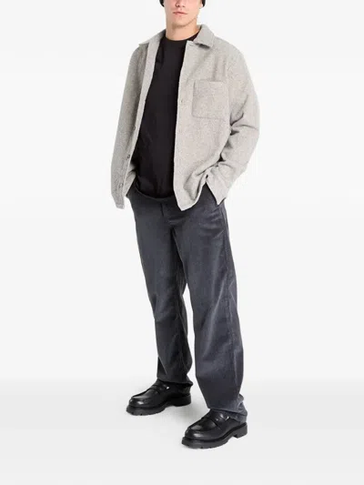 Samsoe & Samsoe Felted Button-up Jacket In Gray
