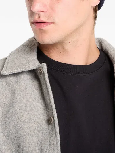 Samsoe & Samsoe Felted Button-up Jacket In Gray