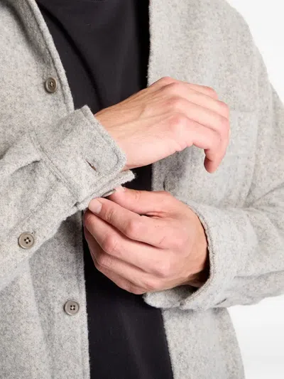 Samsoe & Samsoe Felted Button-up Jacket In Gray