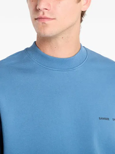 Samsoe & Samsoe Logo-print Sweatshirt In Blue