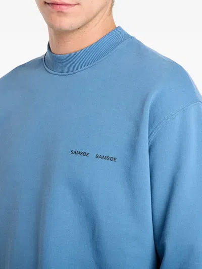 Samsoe & Samsoe Logo-print Sweatshirt In Blue