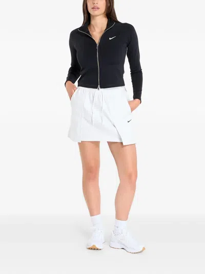 Nike Drawstring Pleated Mini Skirt In White