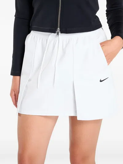 Nike Drawstring Pleated Mini Skirt In White