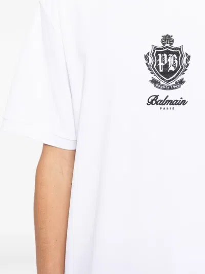 Balmain University Contrast T-shirt In White