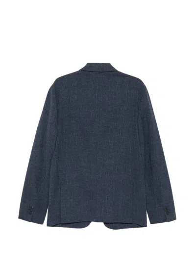 John Varvatos Check-pattern Notched-lapel Jacket In Blue