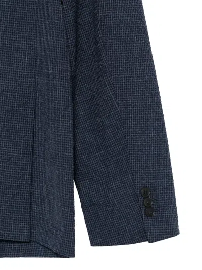 John Varvatos Check-pattern Notched-lapel Jacket In Blue