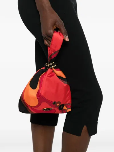 Pucci Emilio Printed Silk-twill Top Handle Bag In Brown