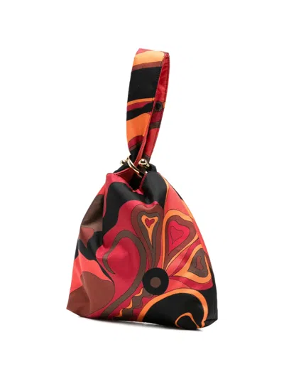 Pucci Emilio Printed Silk-twill Top Handle Bag In Brown