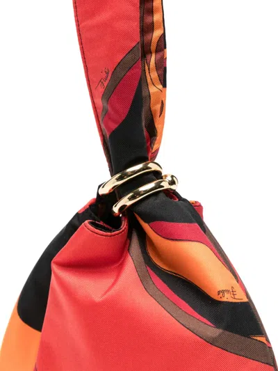 Pucci Emilio Printed Silk-twill Top Handle Bag In Brown