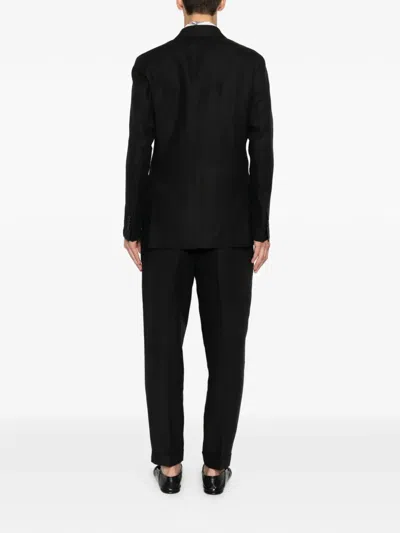 Santaniello Double-breasted Peak-lapel Suit In Black