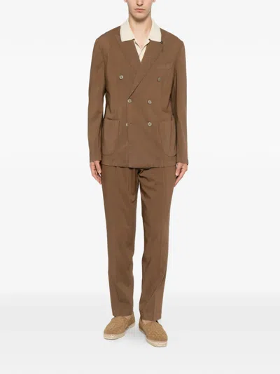 Santaniello Double-breasted Peak-lapels Suit In Brown