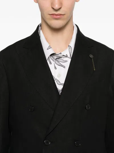 Santaniello Double-breasted Peak-lapel Suit In Black