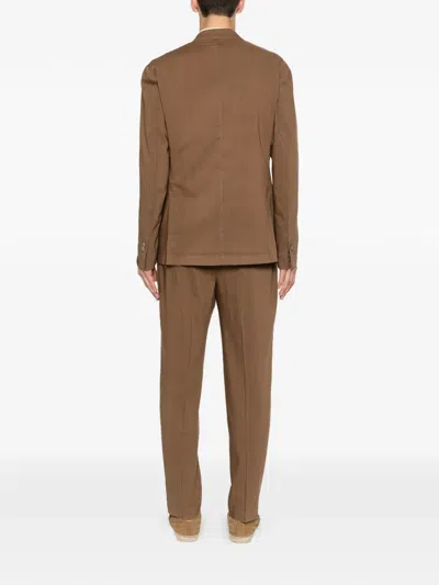 Santaniello Double-breasted Peak-lapels Suit In Brown