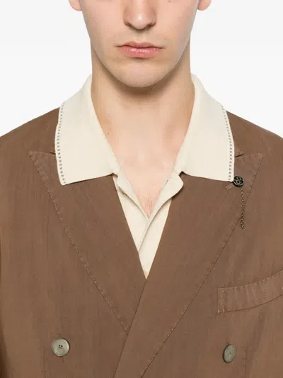 Santaniello Double-breasted Peak-lapels Suit In Brown