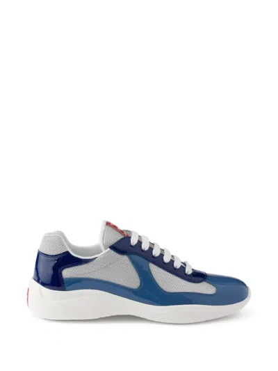 Prada Mesh Panel Low-top Sneakers In Blue