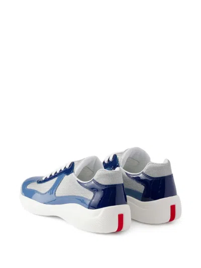 Prada Mesh Panel Low-top Sneakers In Blue