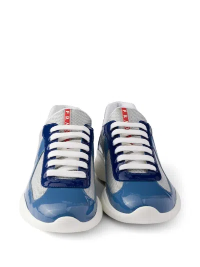 Prada Mesh Panel Low-top Sneakers In Blue